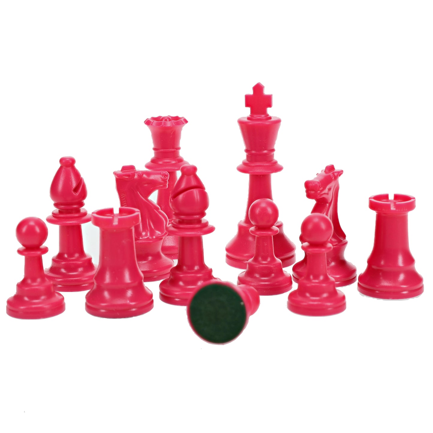 WE Games Color Bright Plastic Staunton Tournament Chess Pieces with 3.75 in. King - Half Chess Set of Chess Pieces Only, Pink