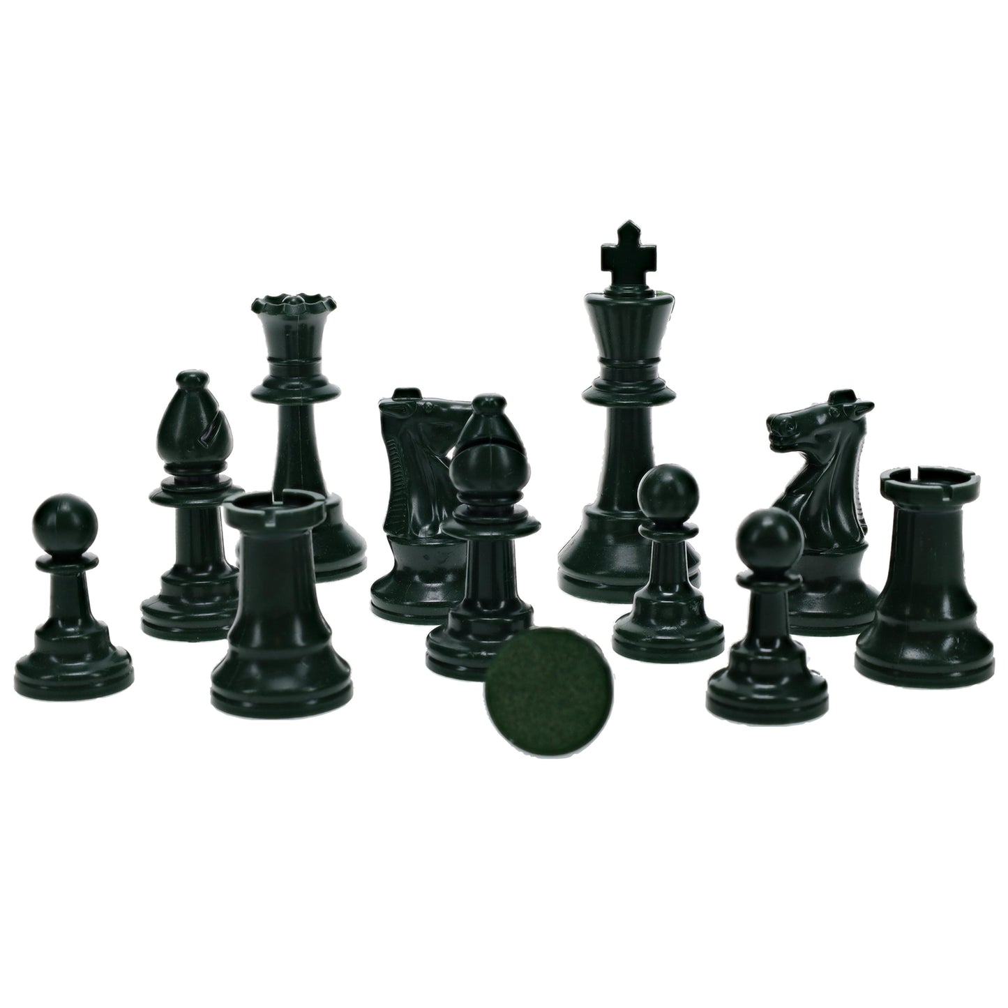 WE Games Color Bright Plastic Staunton Tournament Chess Pieces with 3.75 in. King - Half Chess Set of Chess Pieces Only, Army Green