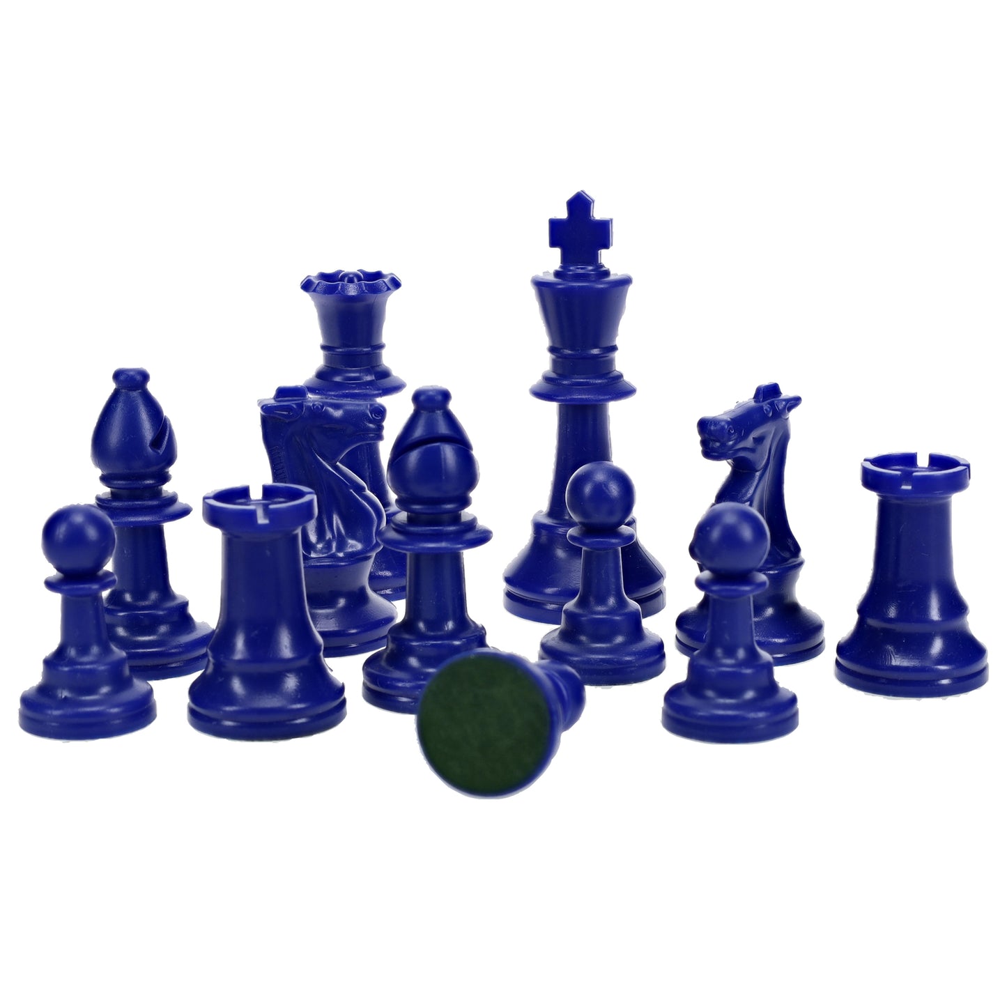 WE Games Color Bright Plastic Staunton Tournament Chess Pieces with 3.75 in. King - Half Chess Set of Chess Pieces Only, Blue