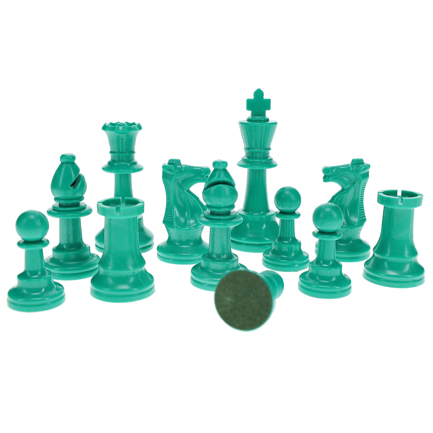 WE Games Color Bright Plastic Staunton Tournament Chess Pieces with 3.75 in. King - Half Chess Set of Chess Pieces Only, Teal