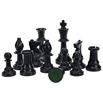 WE Games Color Bright Plastic Staunton Tournament Chess Pieces with 3.75 in. King - Half Chess Set of Chess Pieces Only, Black