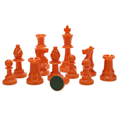 WE Games Color Bright Plastic Staunton Tournament Chess Pieces with 3.75 in. King - Half Chess Set of Chess Pieces Only, Orange