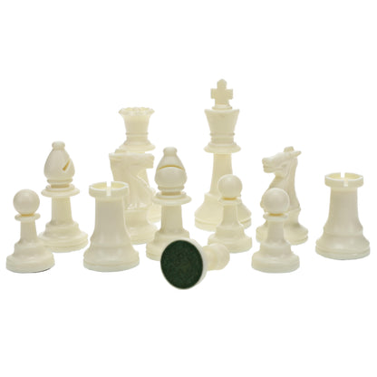 WE Games Color Bright Plastic Staunton Tournament Chess Pieces with 3.75 in. King - Half Chess Set of Chess Pieces Only, White