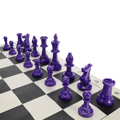 WE Games Color Bright Plastic Staunton Tournament Chess Pieces with 3.75 in. King - Half Chess Set of Chess Pieces Only, Purple