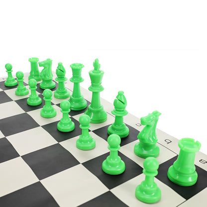 WE Games Color Bright Plastic Staunton Tournament Chess Pieces with 3.75 in. King - Half Chess Set of Chess Pieces Only, Neon Green