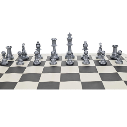 WE Games Color Bright Plastic Staunton Tournament Chess Pieces with 3.75 in. King - Half Chess Set of Chess Pieces Only, Silver