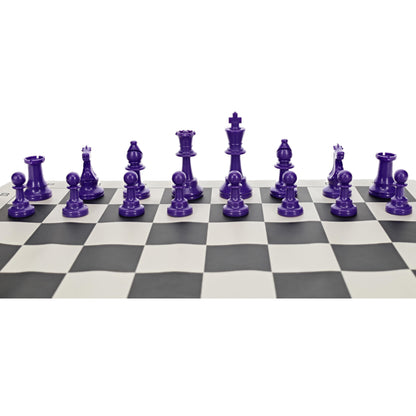 WE Games Color Bright Plastic Staunton Tournament Chess Pieces with 3.75 in. King - Half Chess Set of Chess Pieces Only, Purple