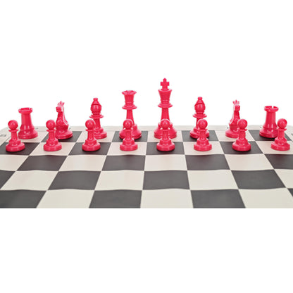WE Games Color Bright Plastic Staunton Tournament Chess Pieces with 3.75 in. King - Half Chess Set of Chess Pieces Only, Pink