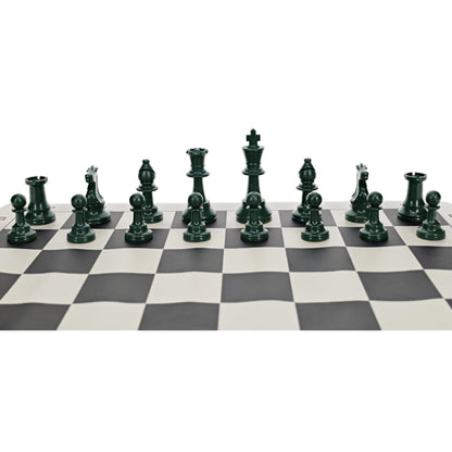 WE Games Color Bright Plastic Staunton Tournament Chess Pieces with 3.75 in. King - Half Chess Set of Chess Pieces Only, Army Green