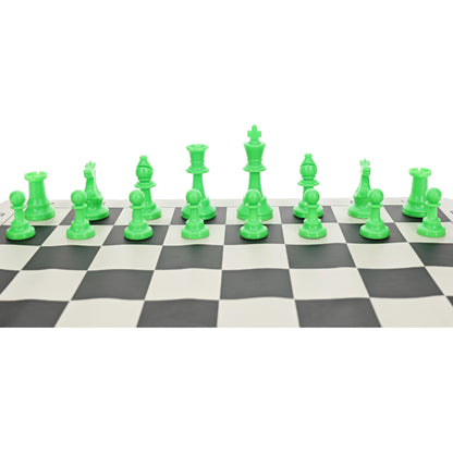 WE Games Color Bright Plastic Staunton Tournament Chess Pieces with 3.75 in. King - Half Chess Set of Chess Pieces Only, Neon Green