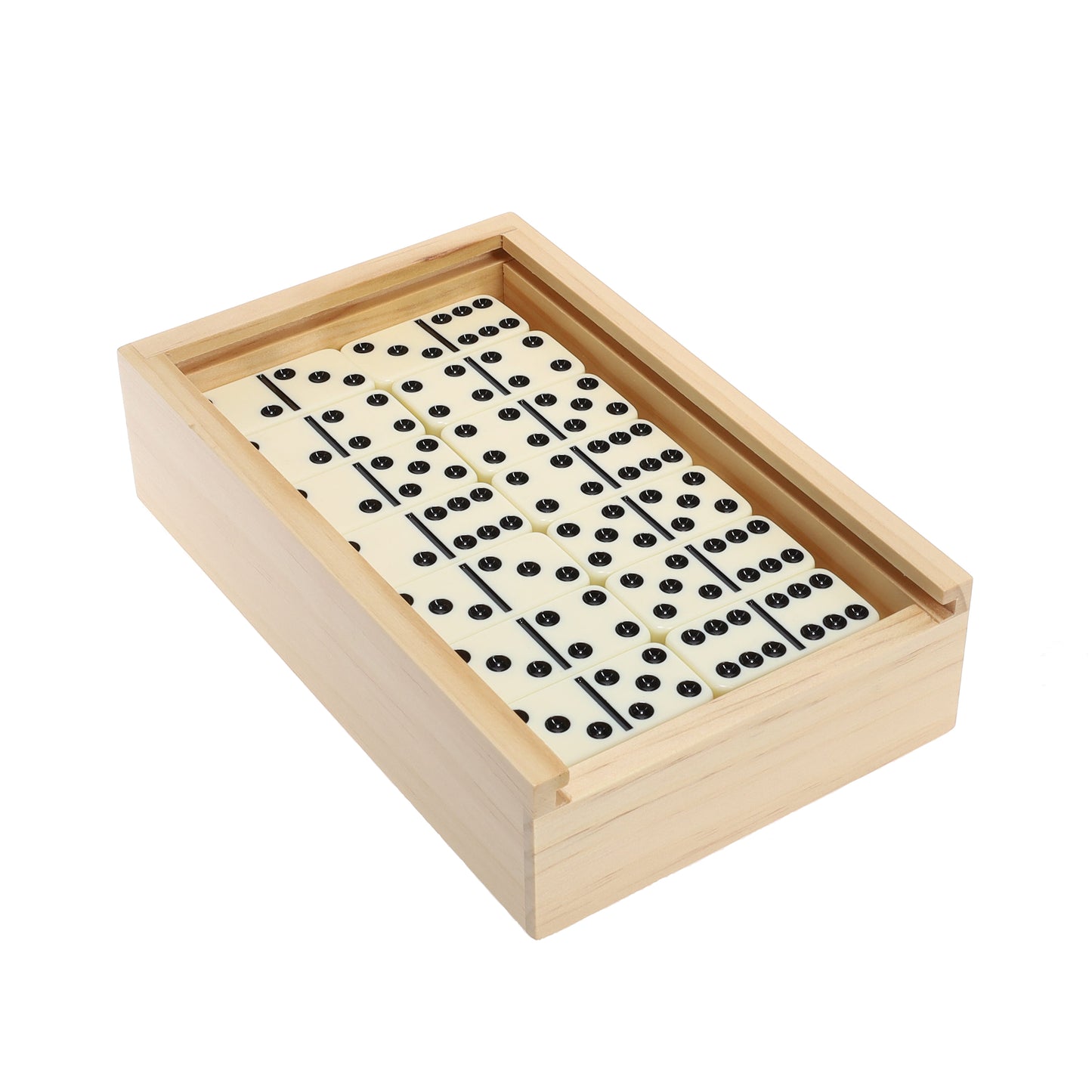 WE Games Double 6 White Dominoes Game Set in Wooden Case