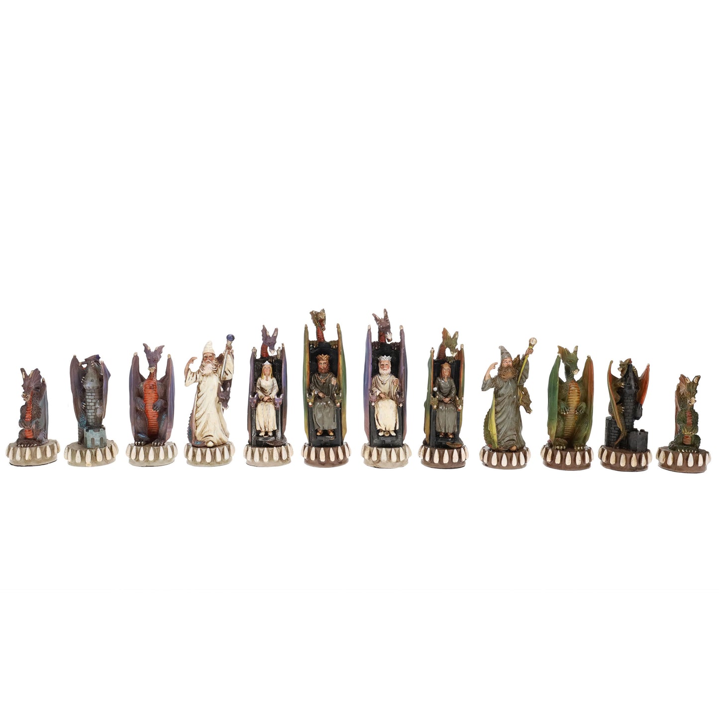 WE Games Hand Painted Dragon Themed Chess Pieces with 4.7 in. King.