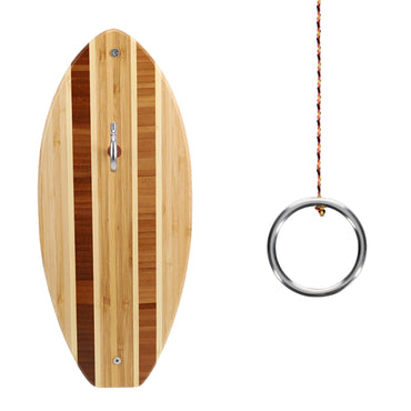 Pacific Shore Games Striped Wooden Hook and Ring Game - Outdoor Games for Adults and Family, Ultimate Ring Toss Game