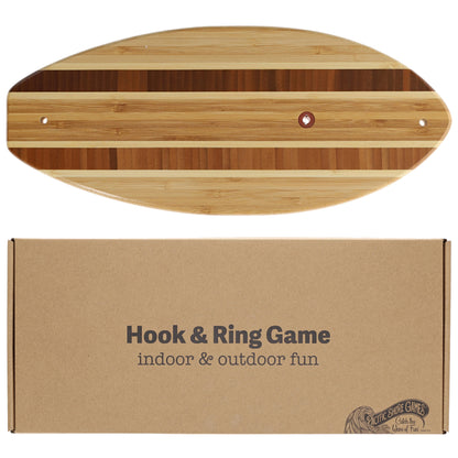 Pacific Shore Games Striped Wooden Hook and Ring Game - Outdoor Games for Adults and Family, Ultimate Ring Toss Game