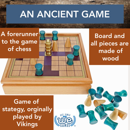 WE Games King's Table Wooden Board Game, Tablut Viking Strategy Game