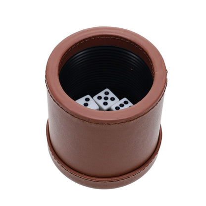 WE Games Professional, Leather Dice Cup Set - 5 Dice, Instructions for 10 Dice Games & Cloth Carry Bag