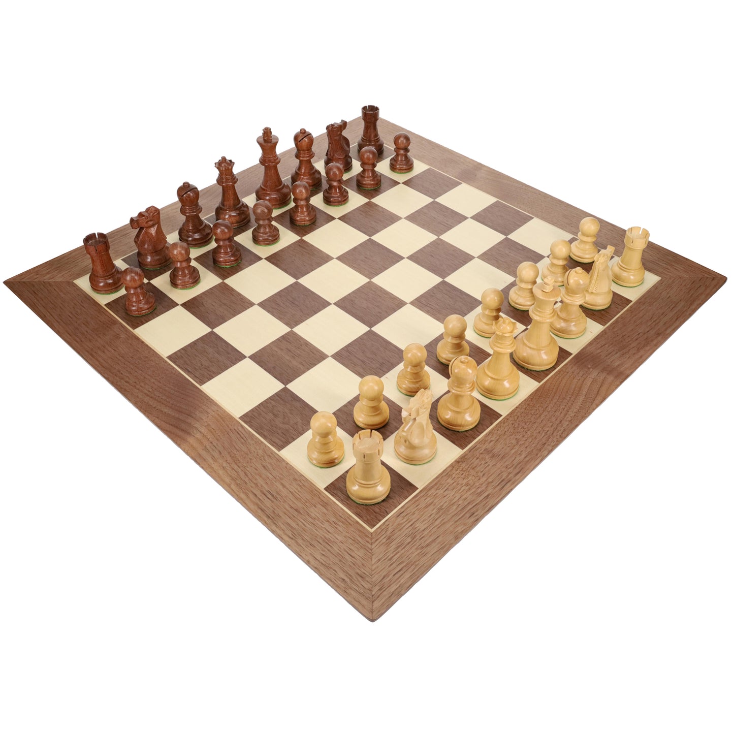 WE Games Luxury Wooden Chess Set - 21.75 inch Walnut and Sycamore Chess Board with Weighted Sheesham & Boxwood Staunton Chess Pieces