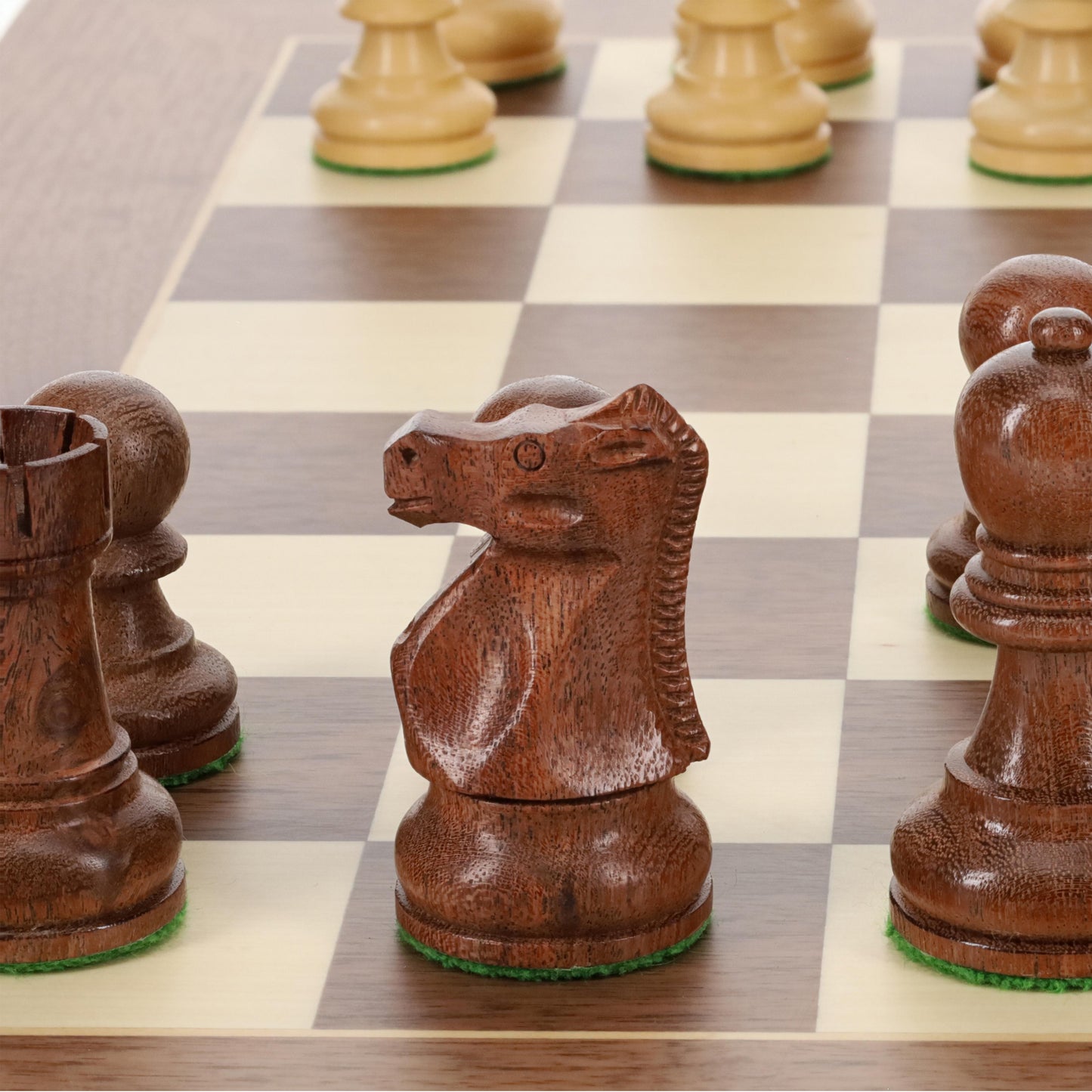 WE Games Luxury Wooden Chess Set - 21.75 inch Walnut and Sycamore Chess Board with Weighted Sheesham & Boxwood Staunton Chess Pieces