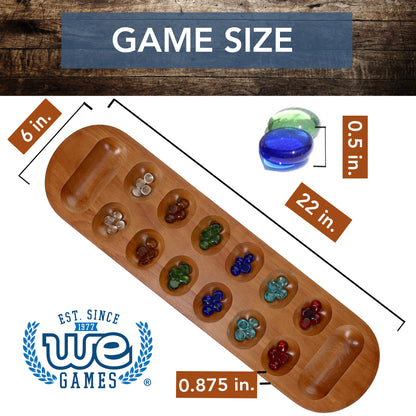 WE Games  Solid Wood Mancala Board Game with Walnut Stain - 22 in.