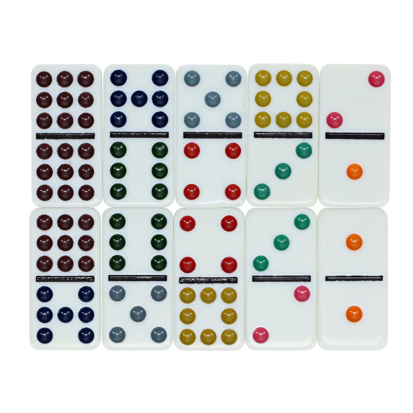 WE Games Double Nine Dominoes - Ivory Color Tiles with Color Dots