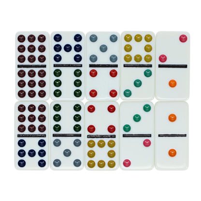 WE Games Double Nine Dominoes - Ivory Color Tiles with Color Dots