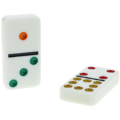 WE Games Double Nine Dominoes - Ivory Color Tiles with Color Dots