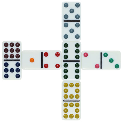 WE Games Double Nine Dominoes - Ivory Color Tiles with Color Dots