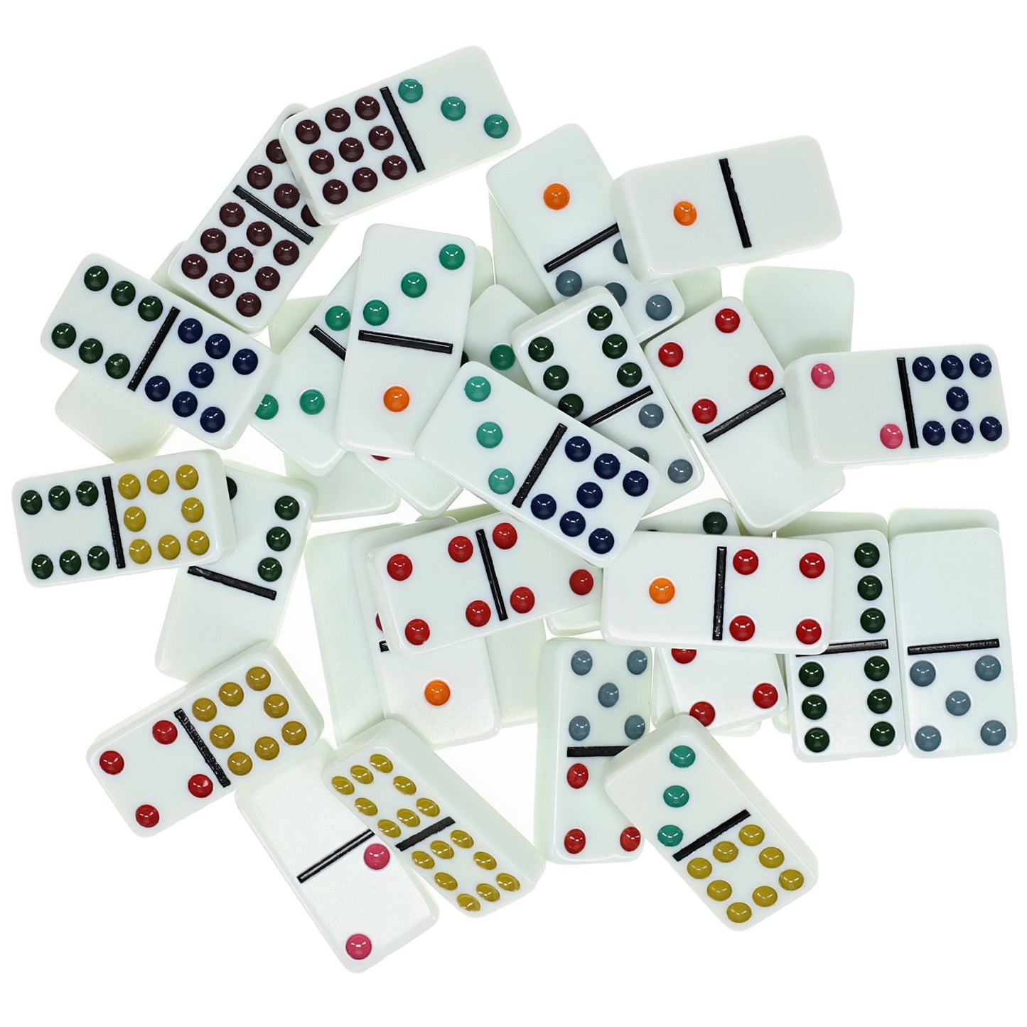 WE Games Double Nine Dominoes - Ivory Color Tiles with Color Dots