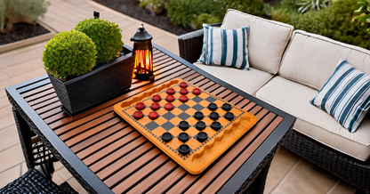 14.5 in. Red and Black Solid Wood Checkers Set