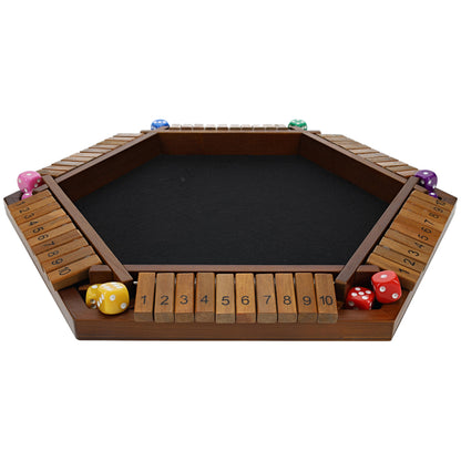 Pacific Shore Games 6 Player 14 in. Shut The Box Board Game, Wood