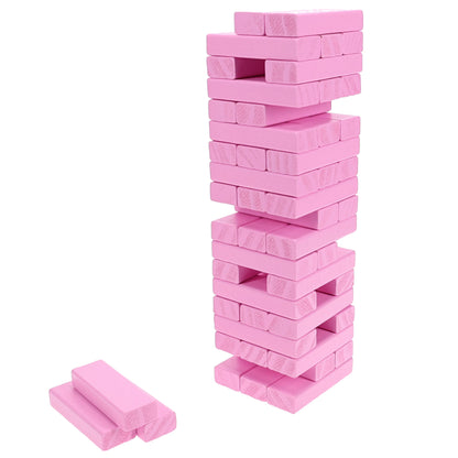 WE Games Wood Block Stacking Party Game That Tumbles Down when you play - Includes 12 in. Wooden Box and die