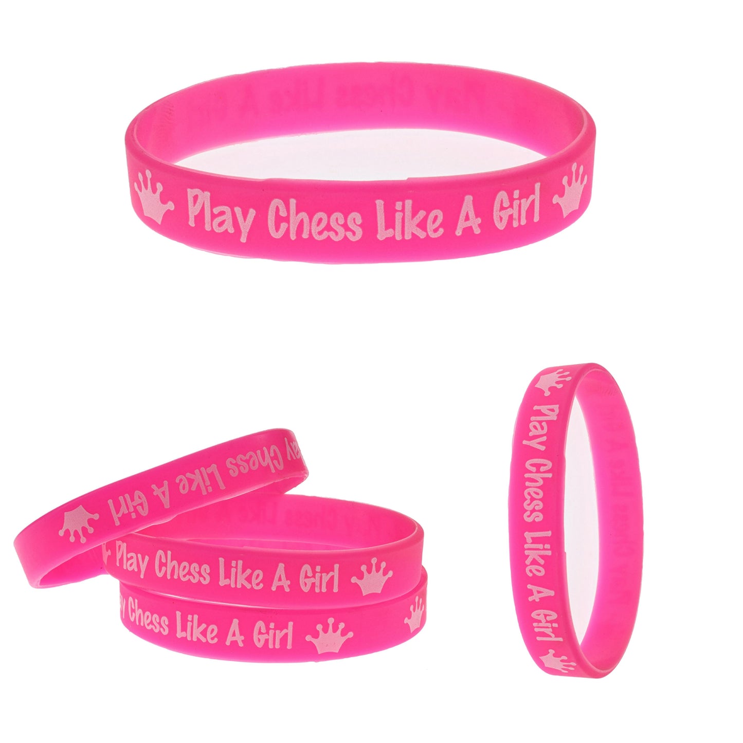 WE Games Silicone Pink Wristbands - Bulk Pack of 25