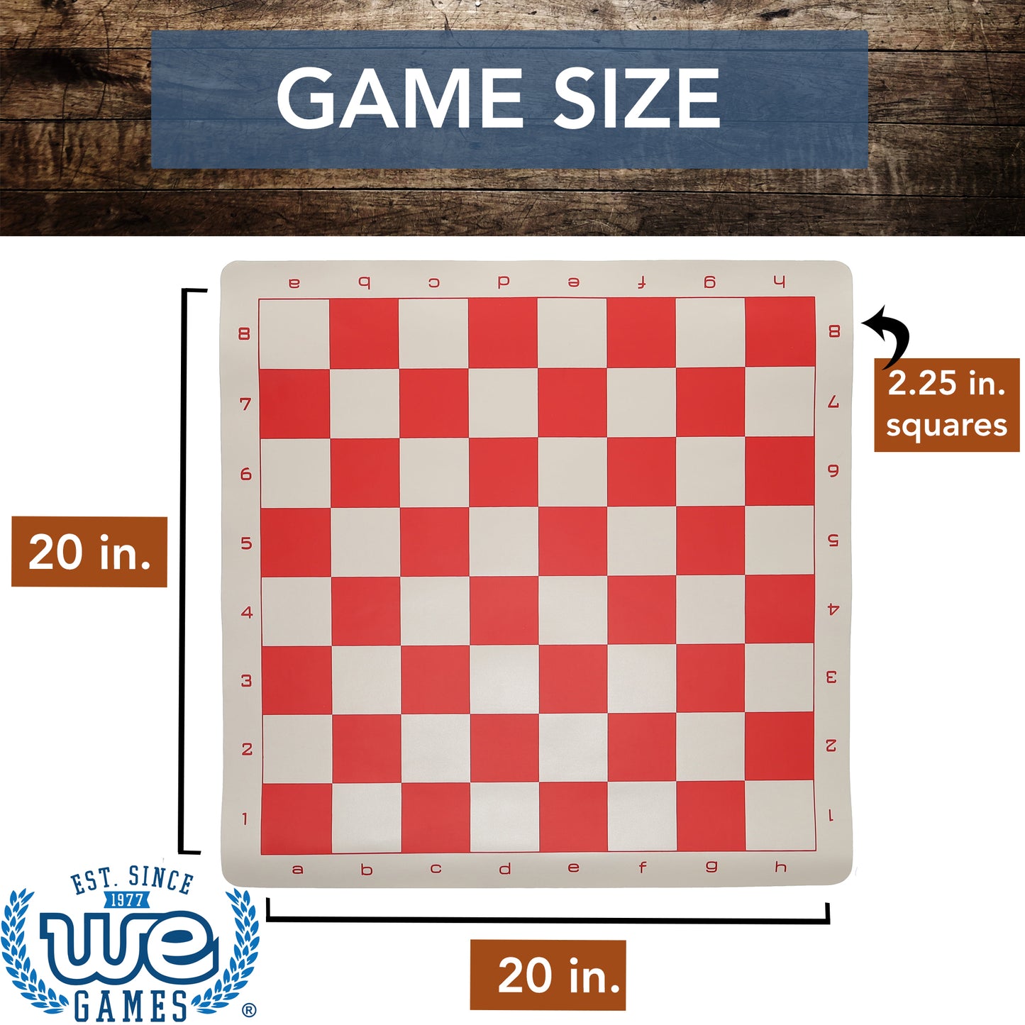 WE Games Tournament Roll Up Vinyl Chess Board - 20 inches