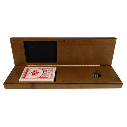 WE Games Cabinet Cribbage Set - Solid Wood Continuous 3 Track Board with Easy Grip Pegs, Cards and Storage Area