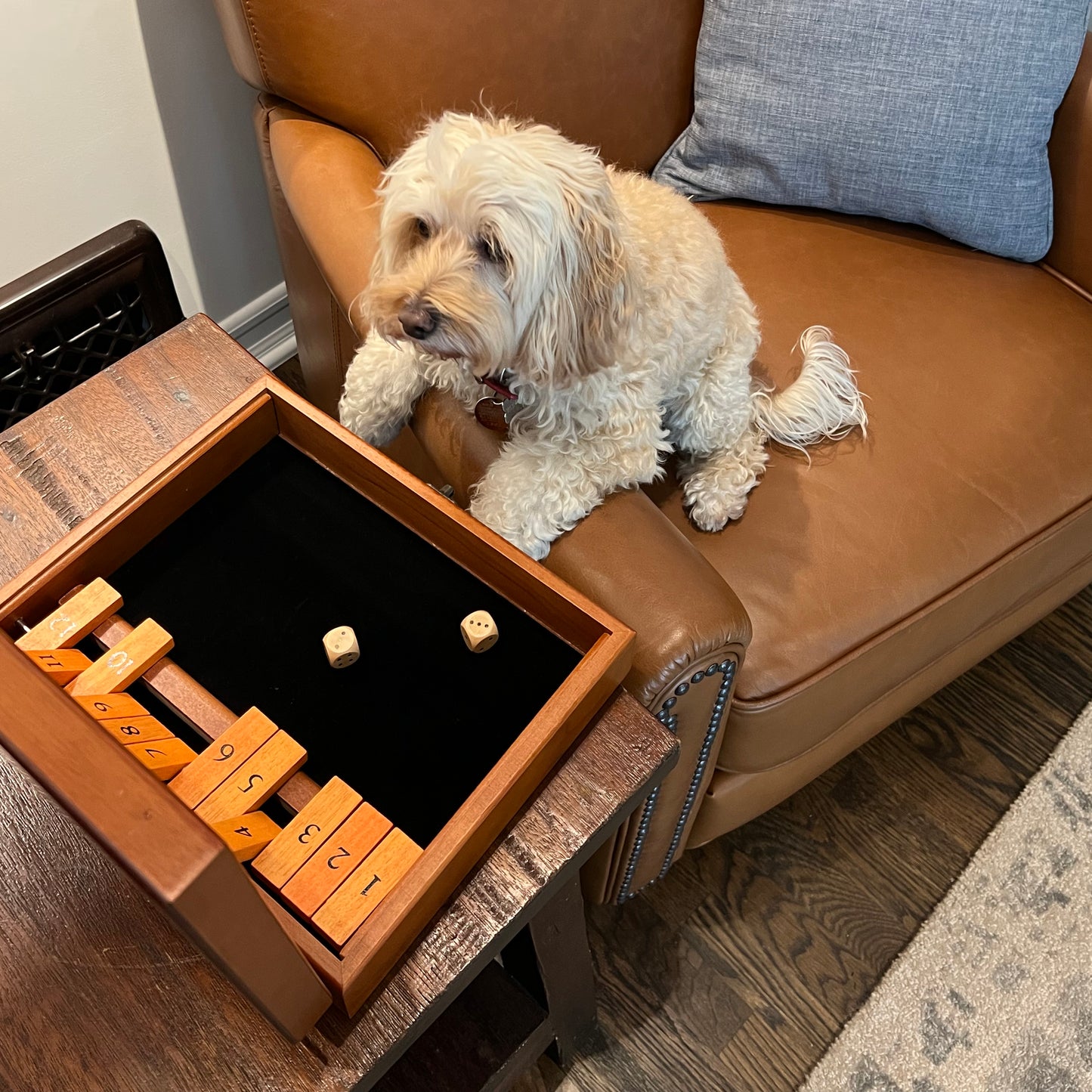 WE Games 12 Number Shut the Box Board Game in Natural Wood Box with Lid