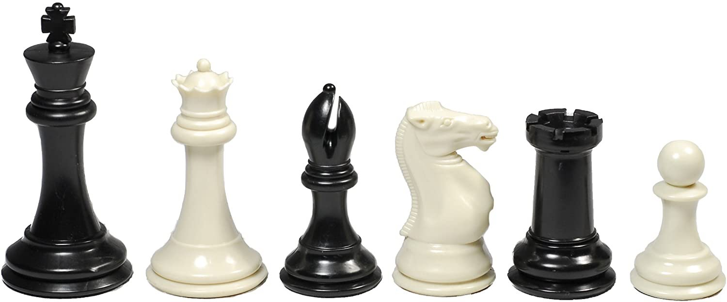 Black and white chess pieces.