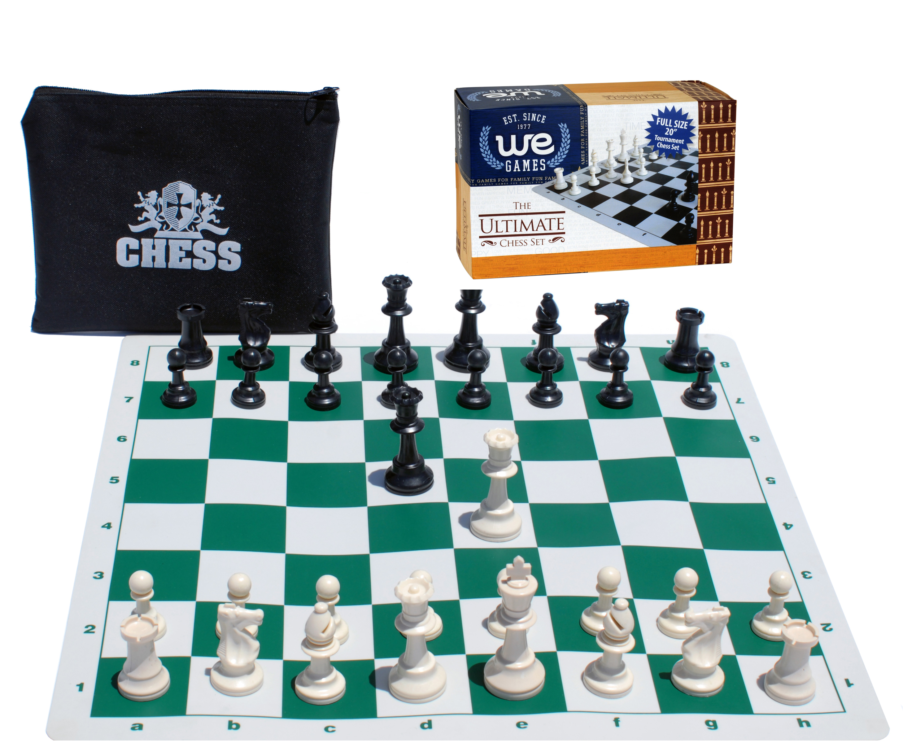 Atam Chess LARGE 18 Inch Game Set Weighted Pieces TOURNAMENT Inlaid Wood Board 