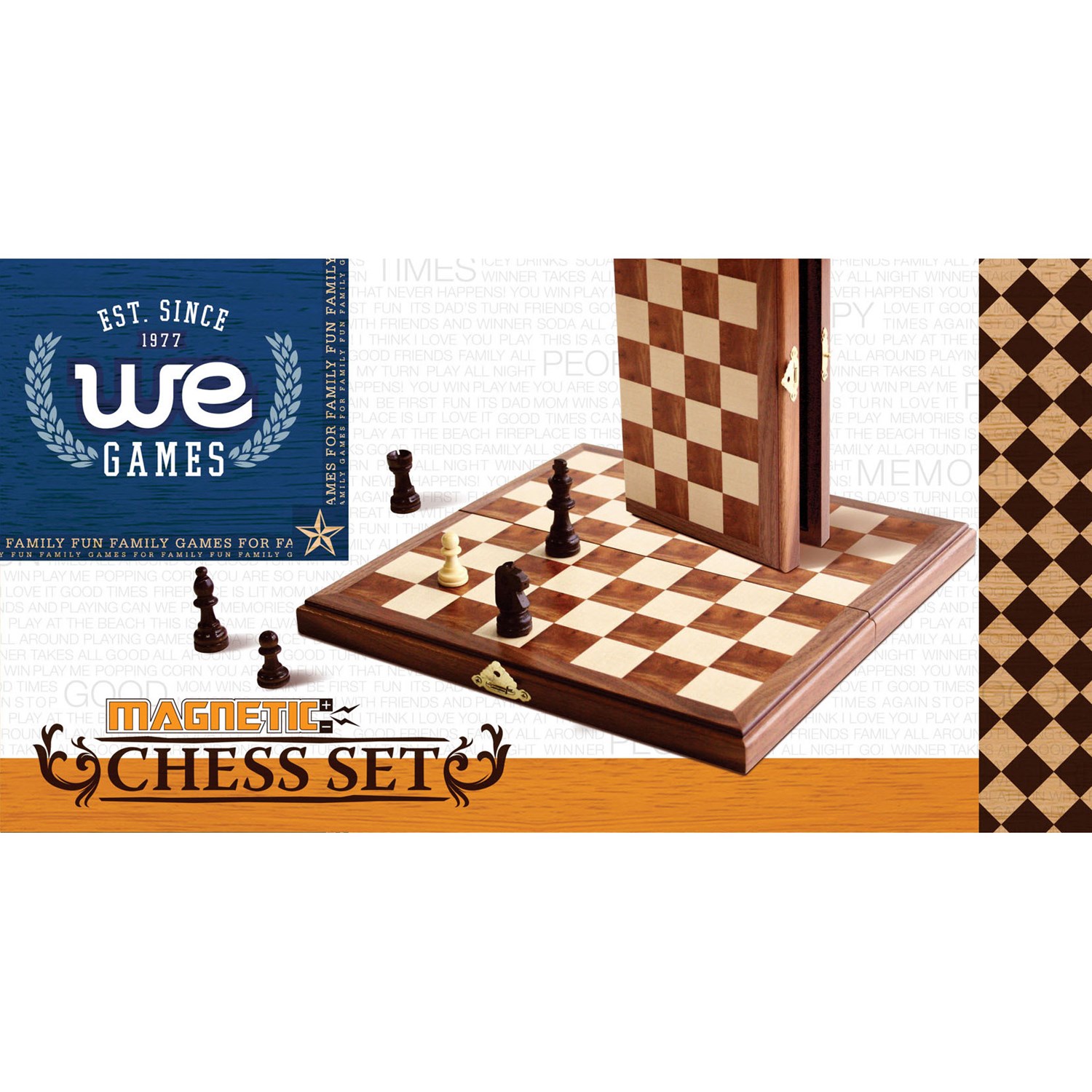 Classic Games 11/" Inlaid Walnut Wood Magnetic Chess Portable Folding Case New