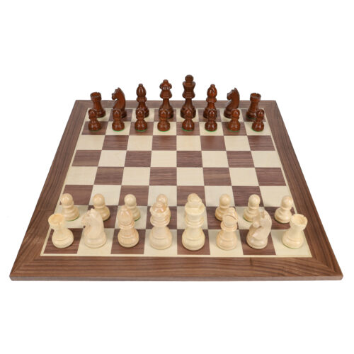 wooden chess set with wood pieces