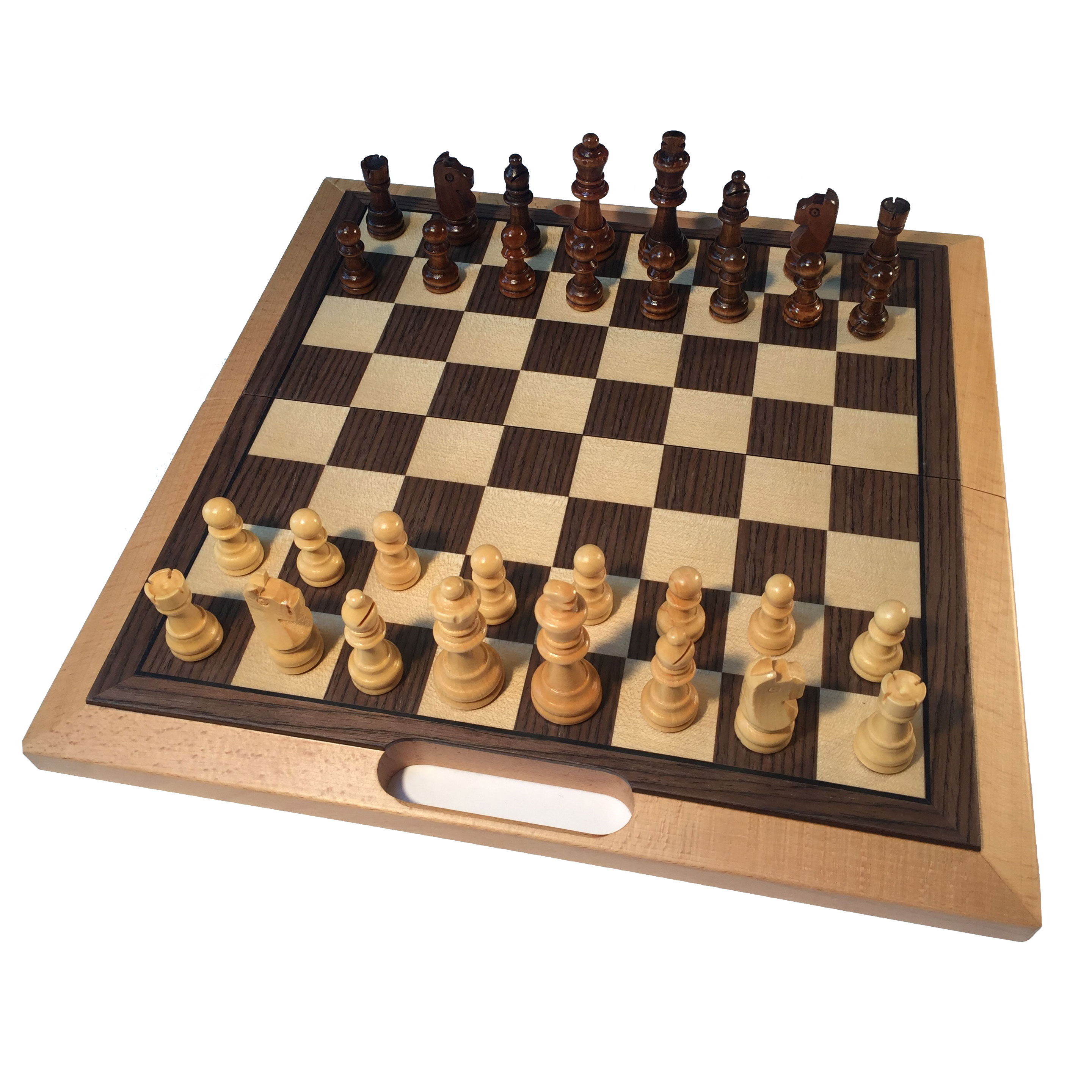 HANDMADE SOLID SHEESHAM WOOD FOLDABLE CHESS SET WITH PIECES 16" 
