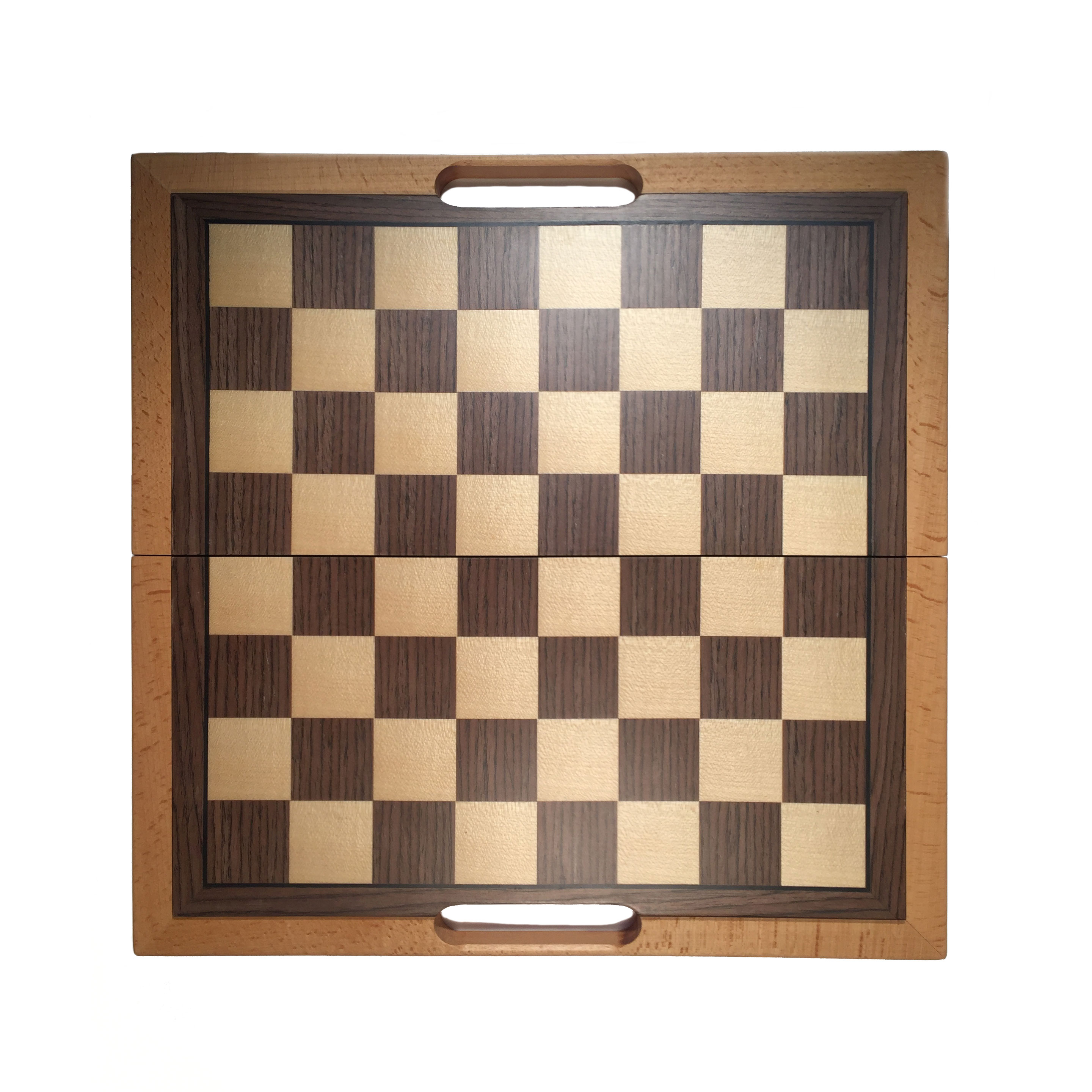 ♞ Hand Crafted Folding Wooden Chess Board & Draughts Set 24cm x 24cm ♚ Gift 