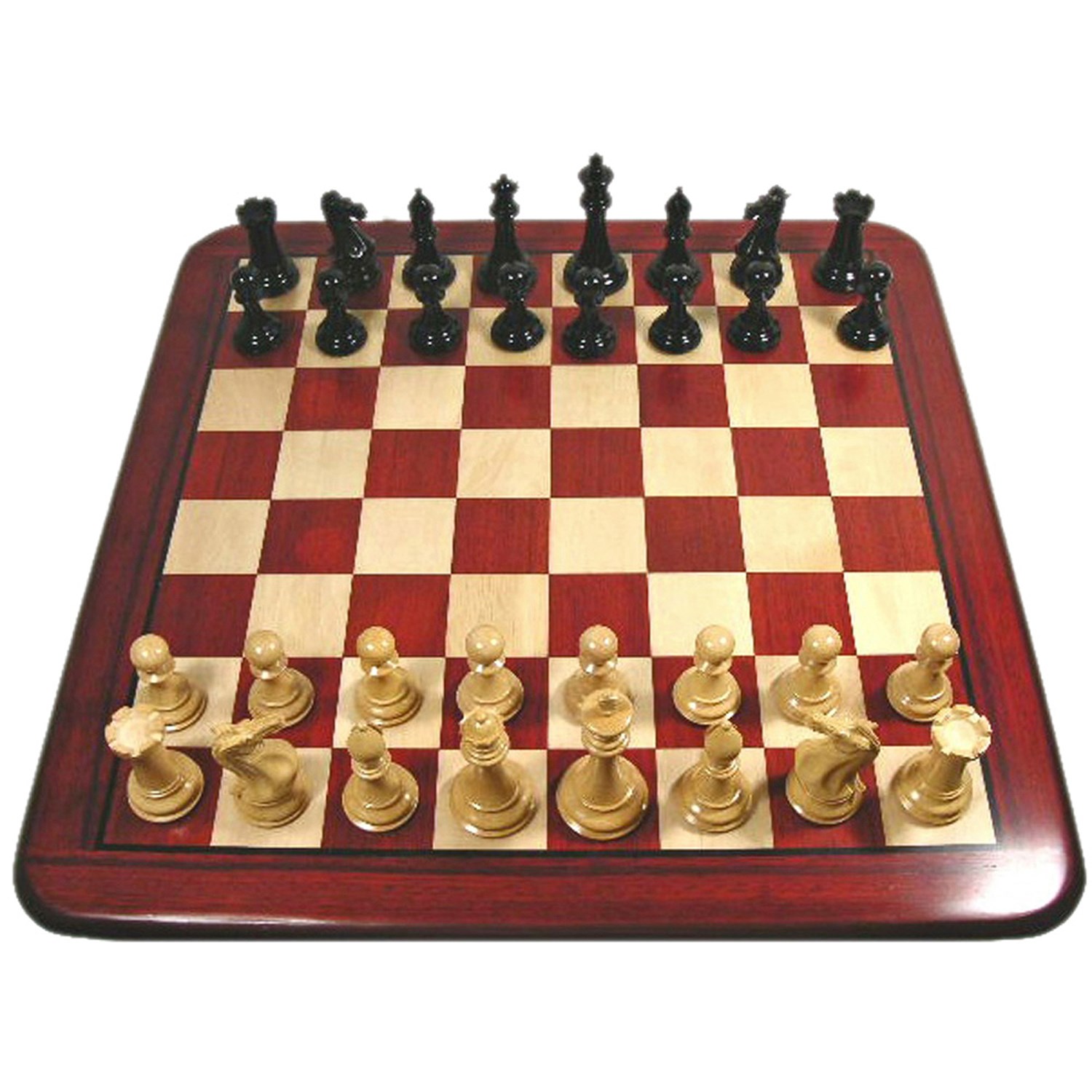 Tournament 21" Handcrafted Wooden Chess Board and Quadruple Weighted Chessmen 