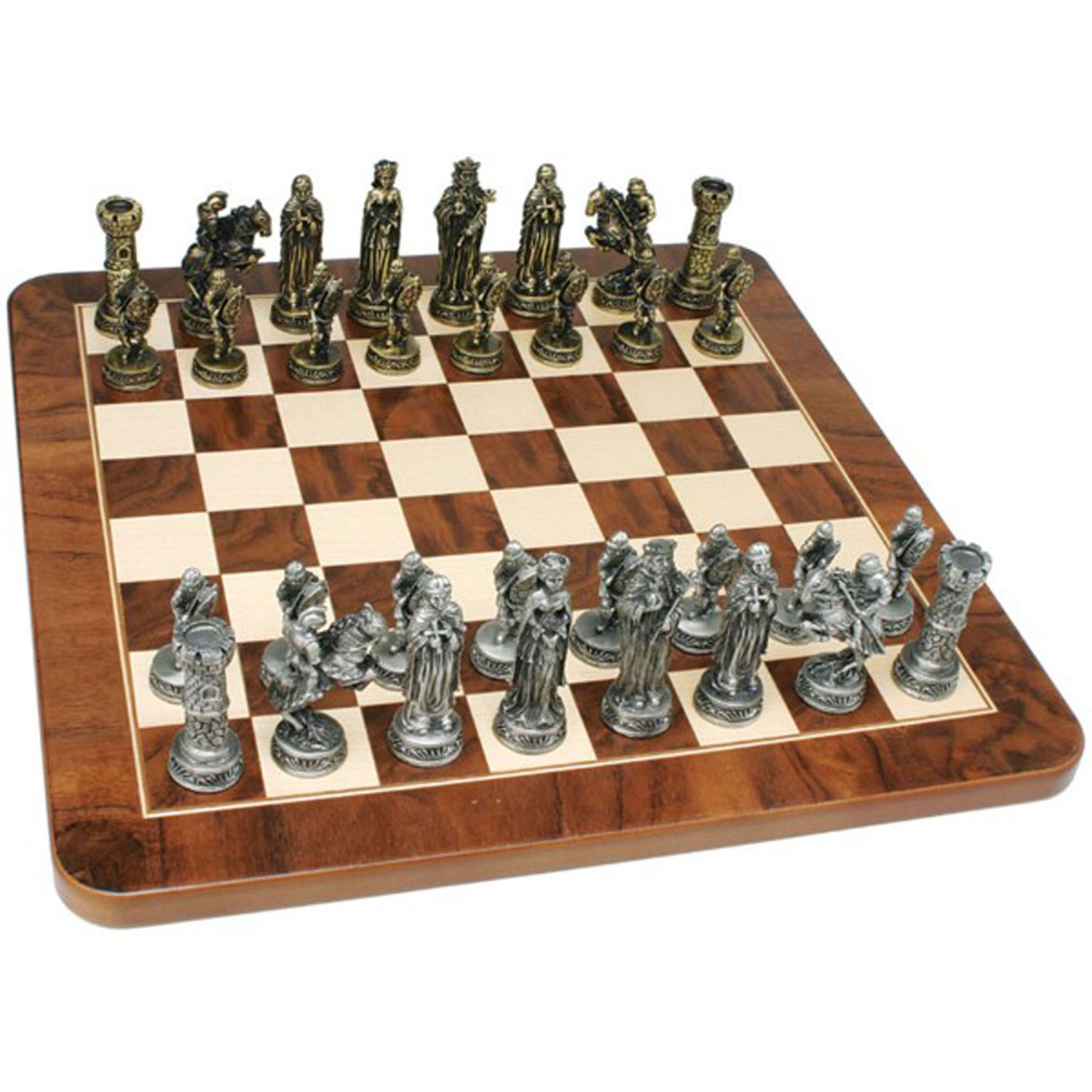 Pewter Pieces New Medieval Knight Chess Set 