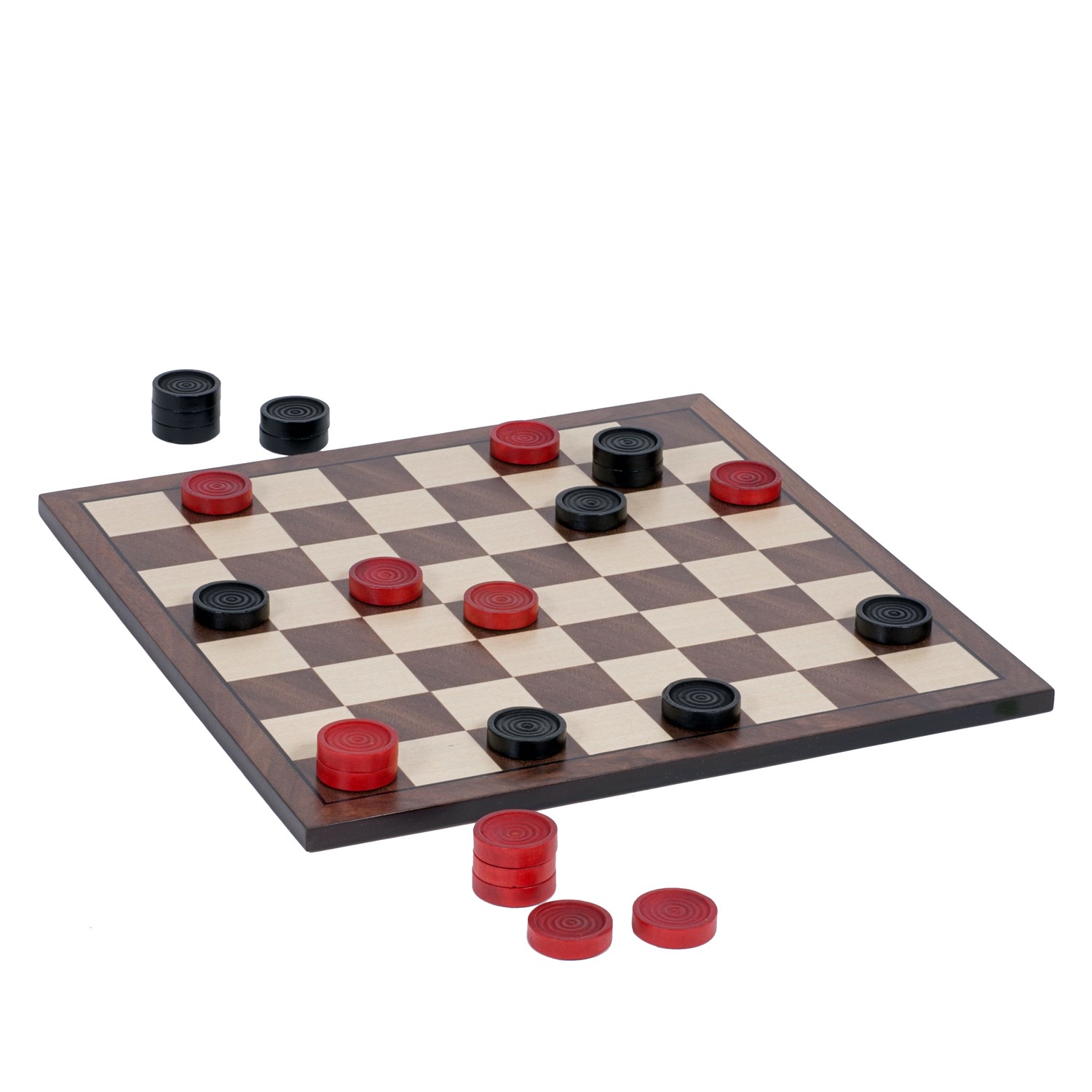 24 Wooden Checkers 12 Red 12 Black Wood Stacking Pieces 1.25" 