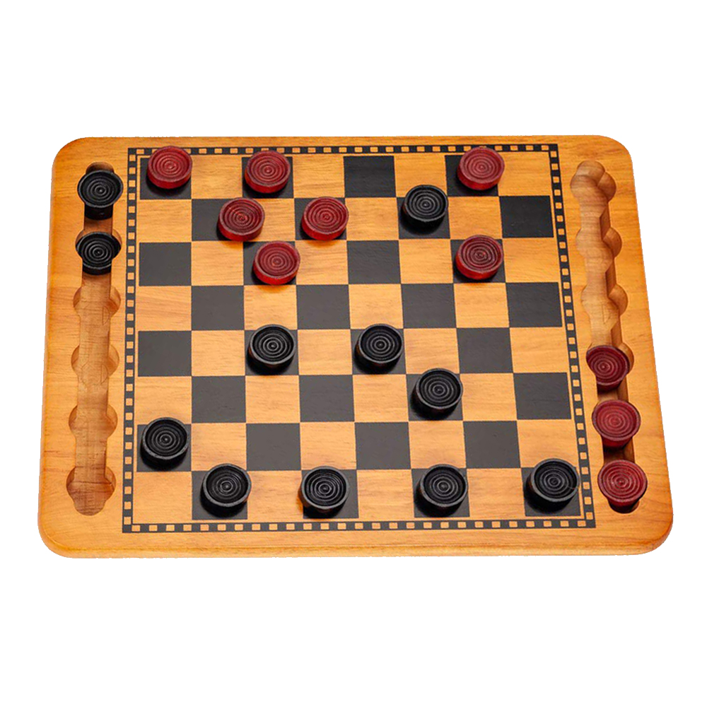 WE Games Solid Wood Checkers Set – Red  Black Traditional Style with  Grooves for Wooden Pieces – Wood Expressions