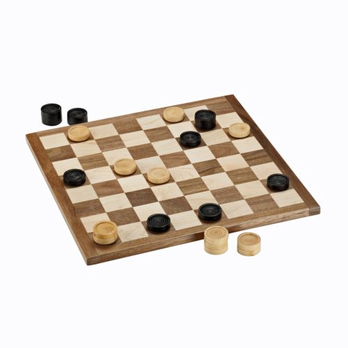 Wood Checkers with Stackable Ridge – Black/Natural – 2 Inches in ...