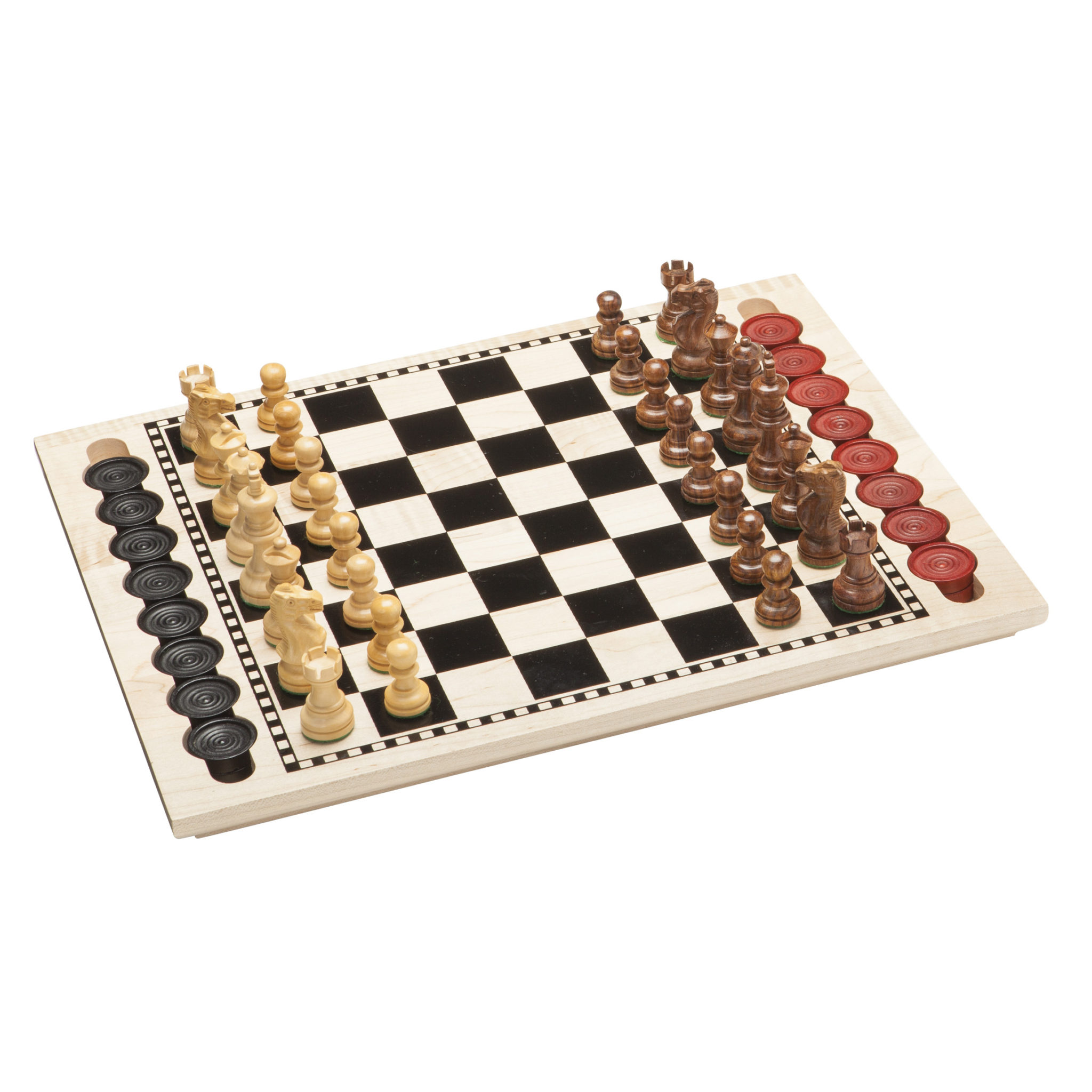 Wooden Chess Backgammon Dames 39 cm 3in1 Board Game Kid enfants adultes