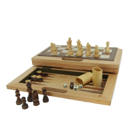 Natural Camphor & Burl Wood Chess Board with Black Border - 19 inches