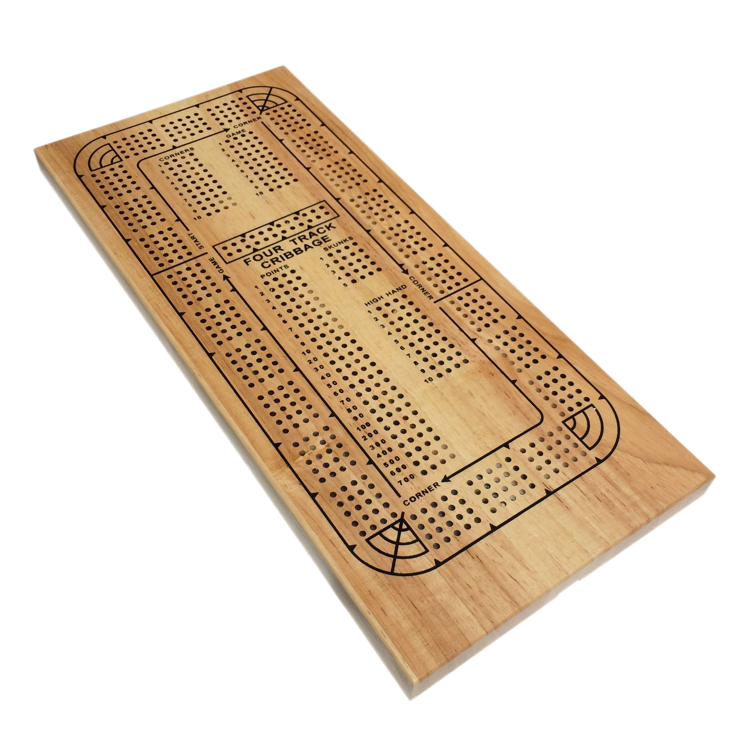 Classic Cribbage Set Solid Wood Continuous 4 Track Board with Pegs
