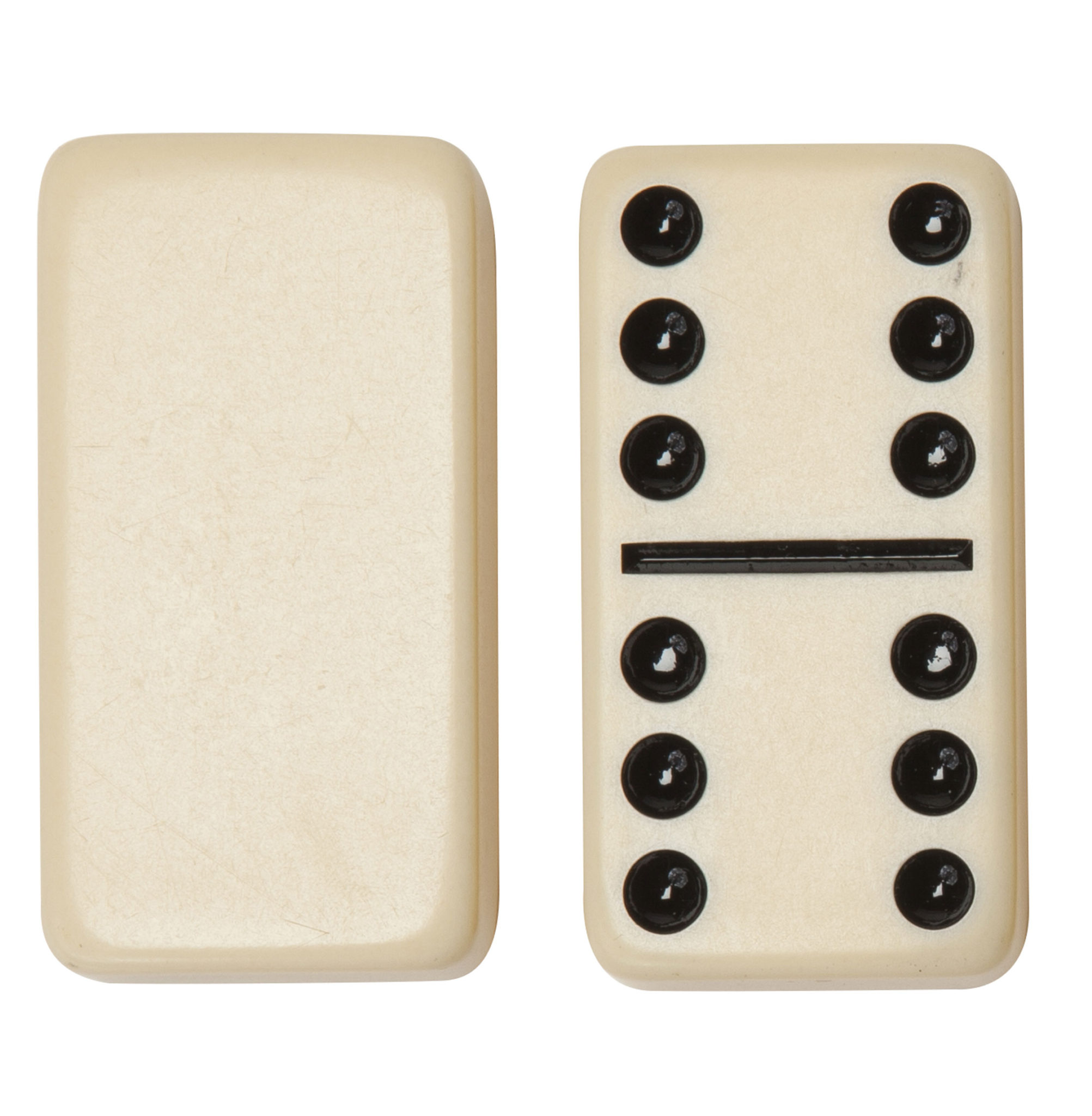 Dominoes Double 6 Six Black Elegant Leatherette Case Standard Size Ivory Tile 